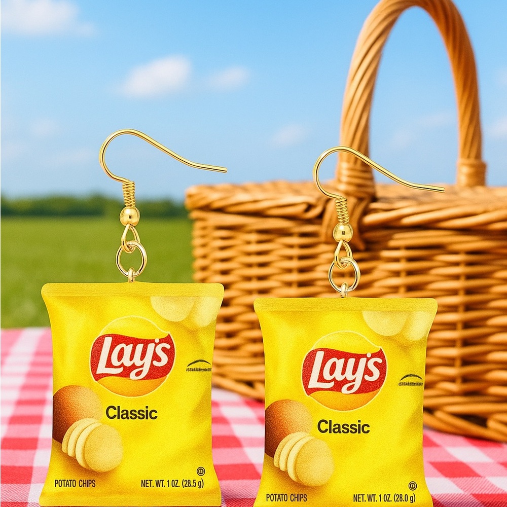 Lays Classic Chip Bag Novelty Earrings